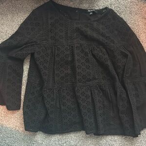 Madewell Black Eyelet Blouse